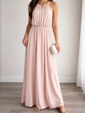 Lulus Blush Pink Halter Maxi Dress Size L